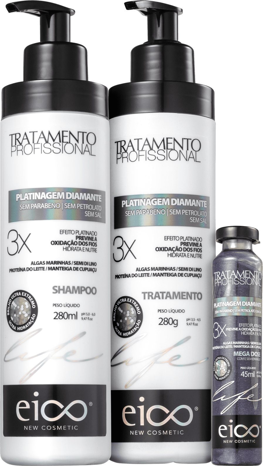 Kit Eico Life Platinagem Diamante Trio (3 Produtos)