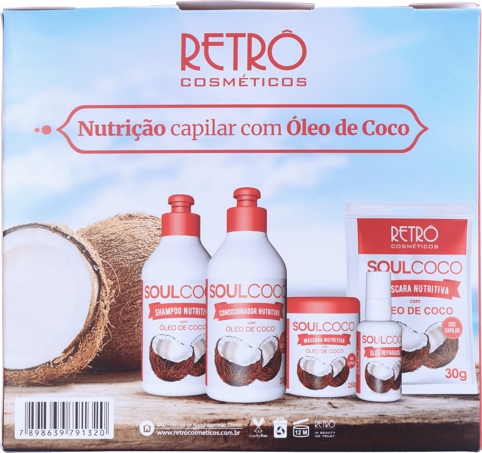 Kit Retrô Cosméticos Soul Coco (3 Produtos)