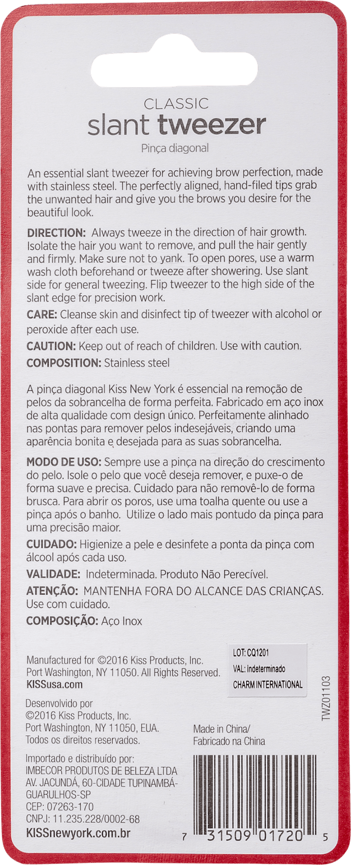 Kiss New York Classic Slant - Pinça Diagonal 12g