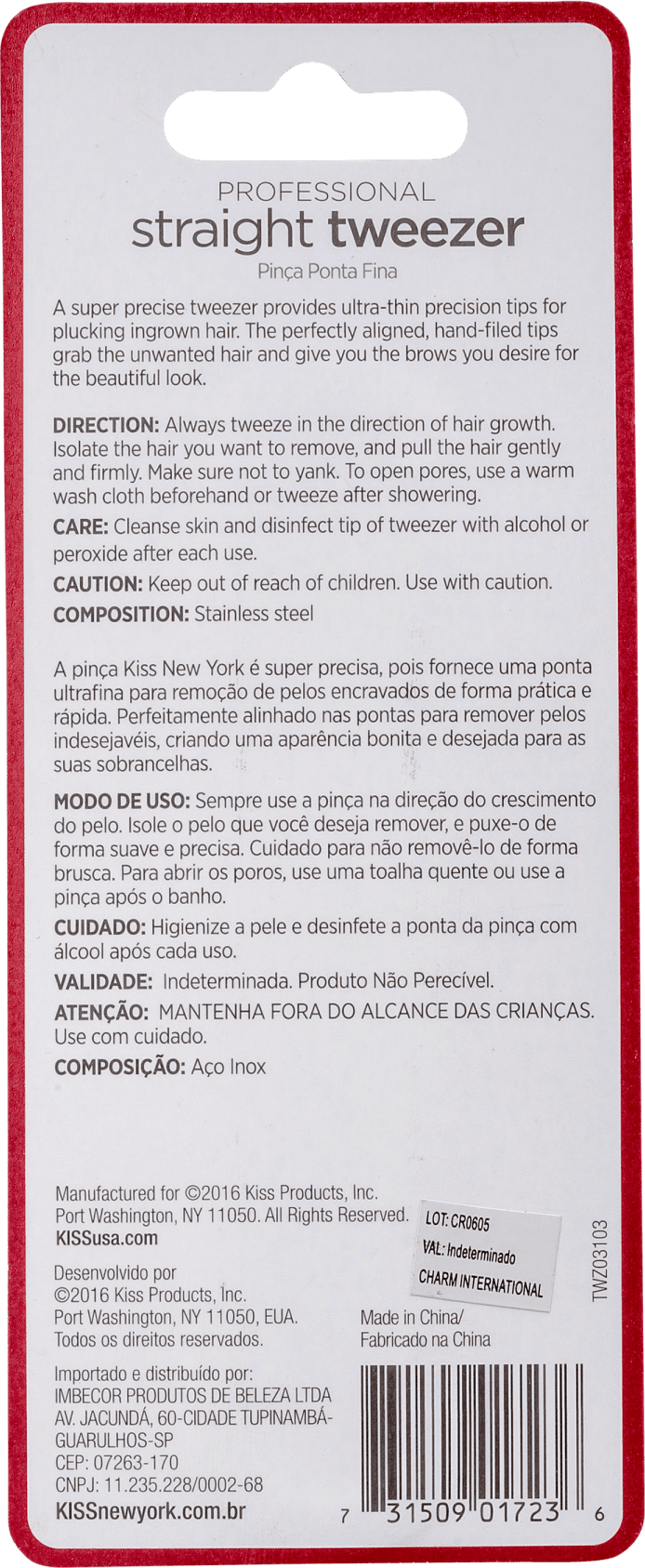 Kiss New York Professional Point Tip - Pinça de Precisão 14g