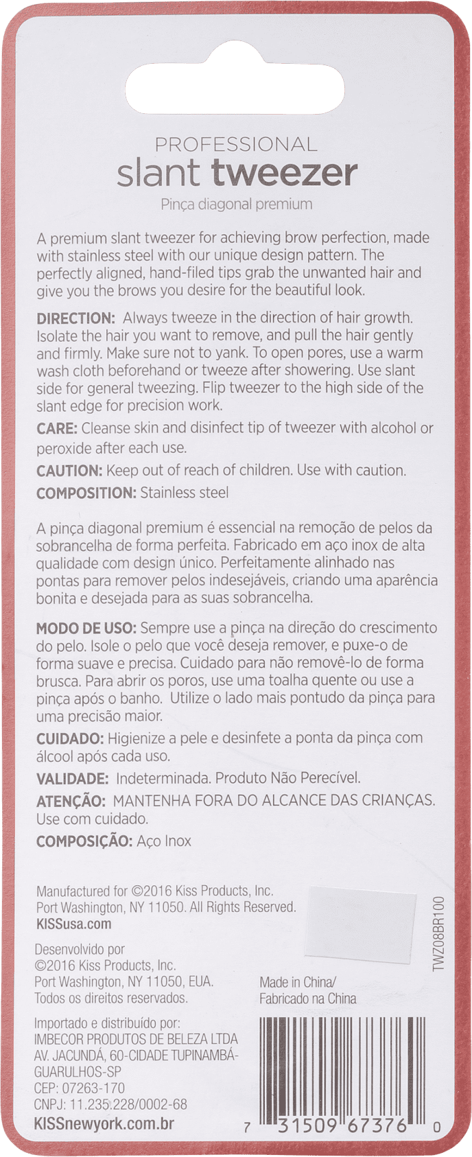 Kiss New York Professional Slant - Pinça Diagonal 11g