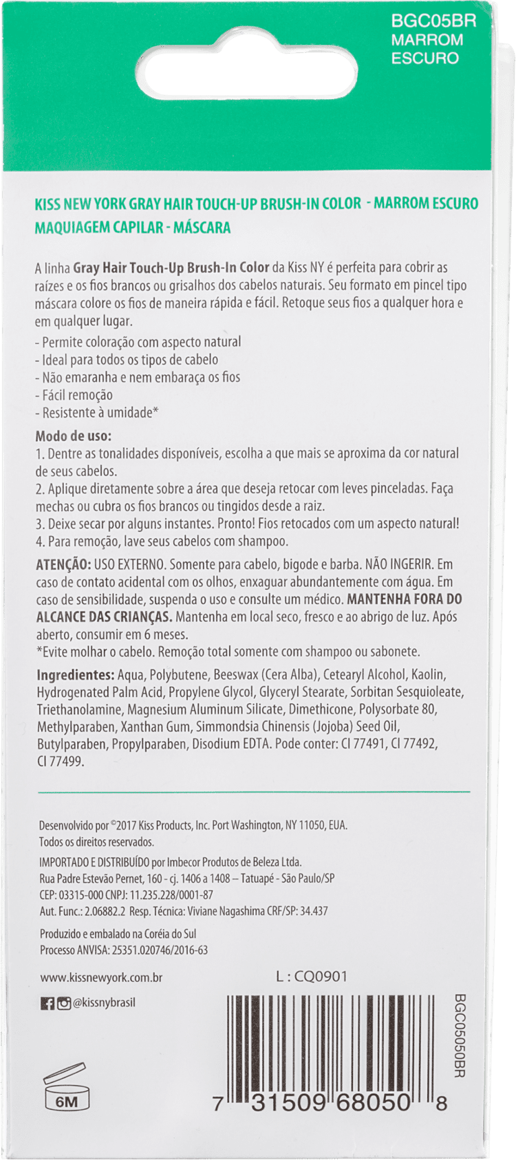 Kiss New York Gray Hair Touch Up Marrom Escuro - Máscara Corretivo de Raiz 7g