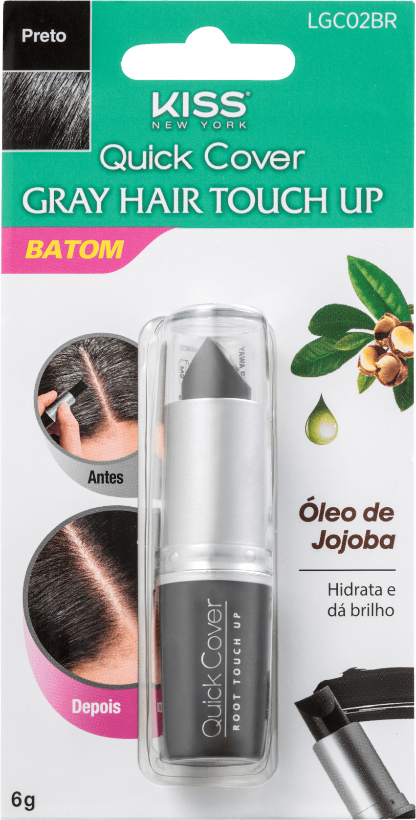 Kiss New York Gray Hair Touch Up Batom Preto - Corretivo de Raiz 6g