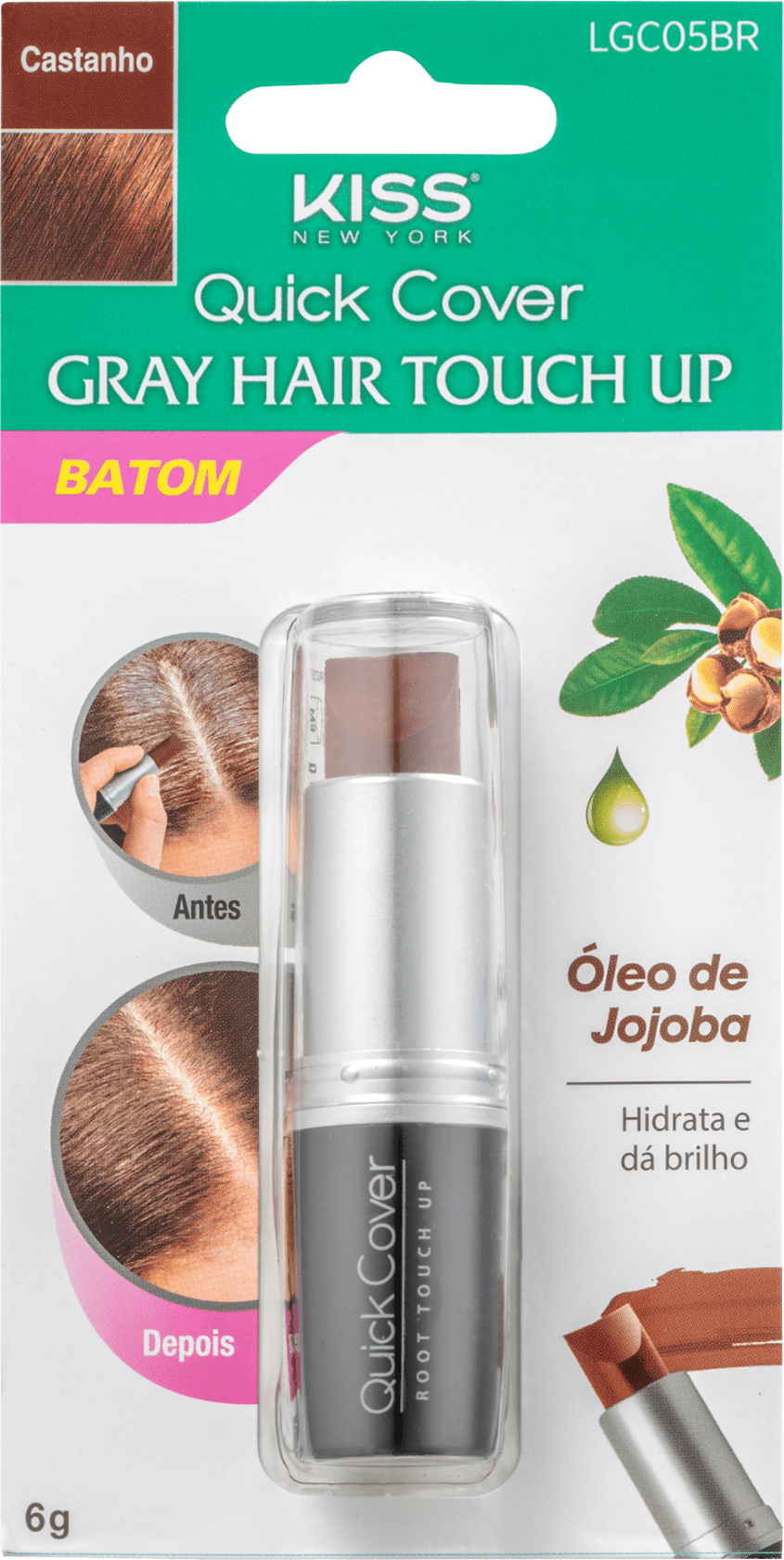 Kiss New York Gray Hair Touch Up Batom Castanho - Corretivo de Raiz 6g