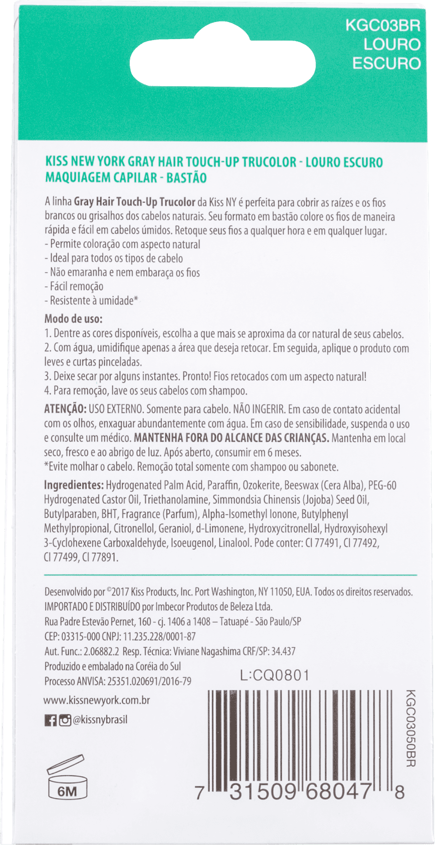 Kiss New York Gray Hair Touch Up Bastão Louro Escuro - Corretivo de Raiz 13g
