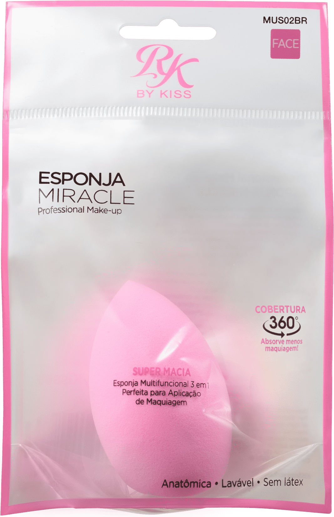 Kiss New York Ruby Kisses Blending Miracle com Cabo - Esponja para Maquiagem 12g
