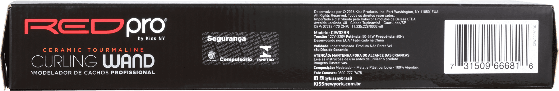 Kiss New York Red Pro Curling Wand - Modelador de Cachos 239g