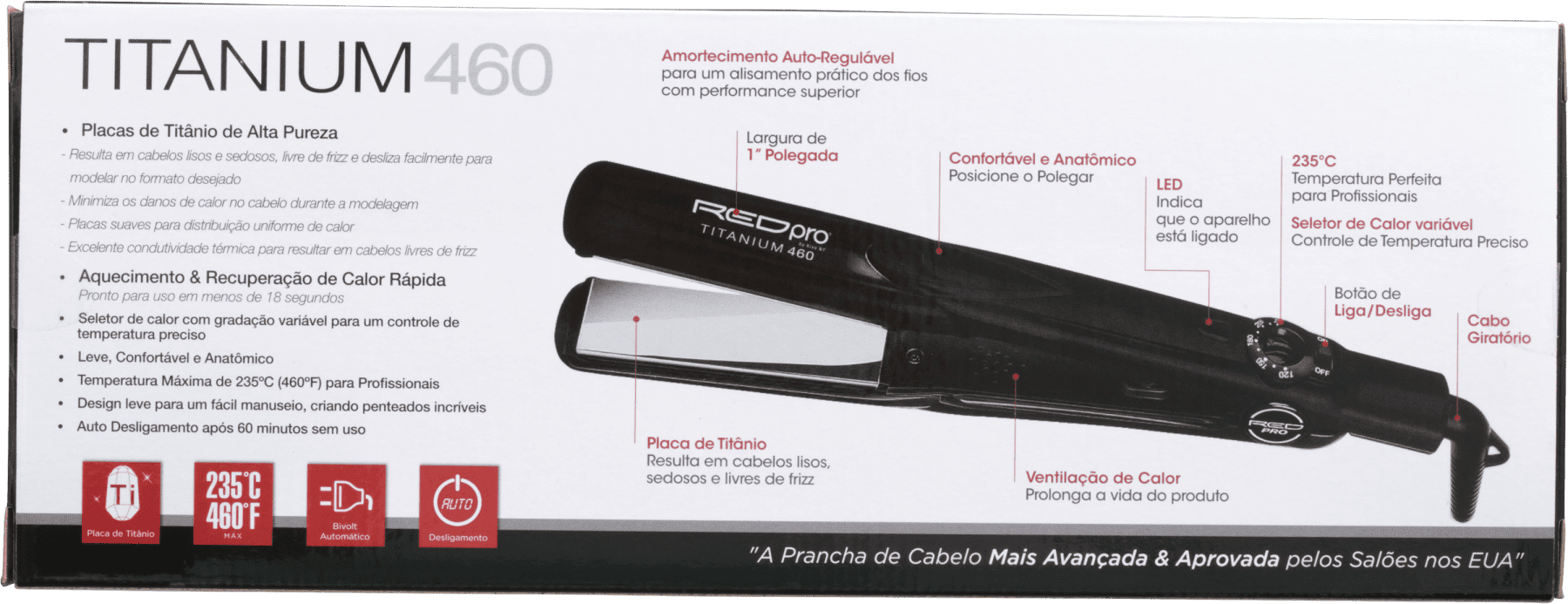 Kiss New York Red Pro Titanium 460 - Prancha de Cabelo 396g