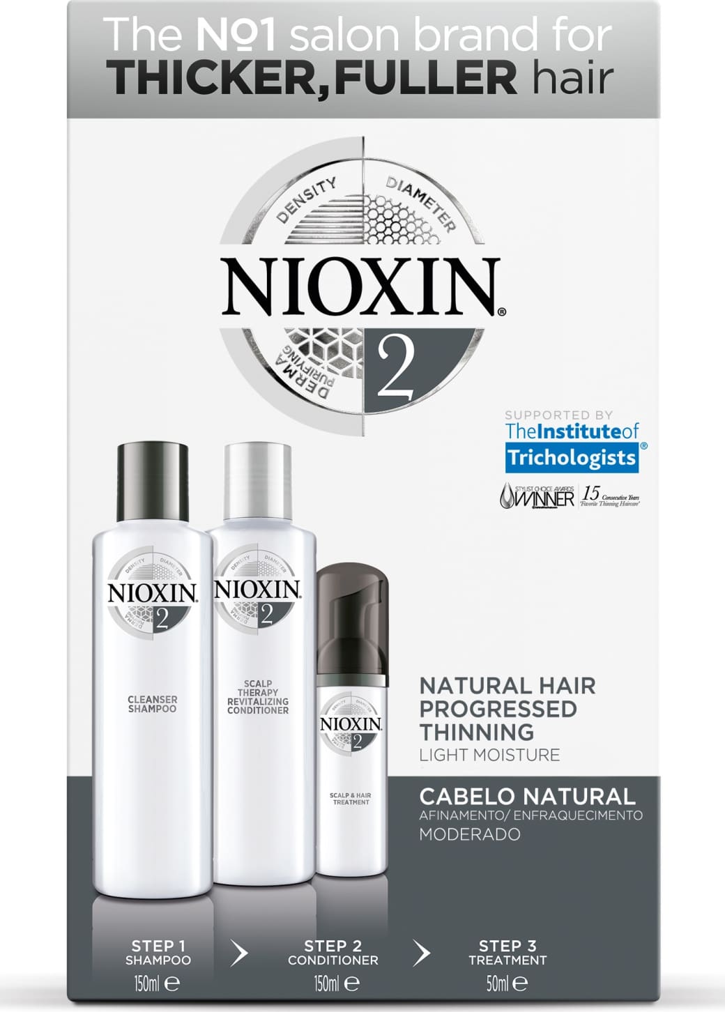 Nioxin Sistema 2 - Kit De Tratamento Trial - Pequeno (3 Produtos)
