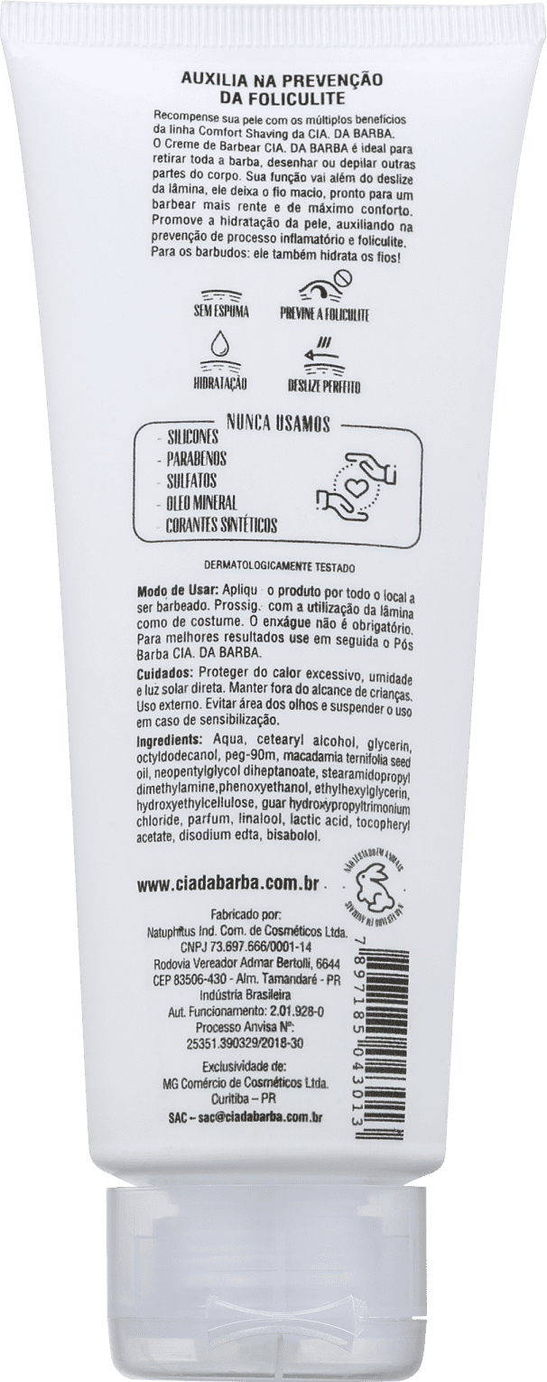 Cia da Barba Comfort Shaving - Creme de Barbear 100g