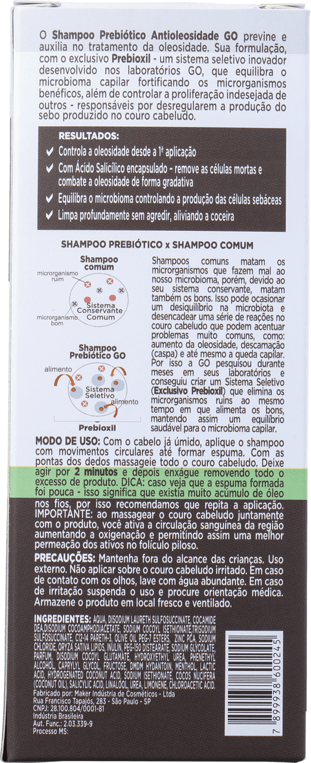 Go Man Prebiótico Antioleosidade - Shampoo 150ml
