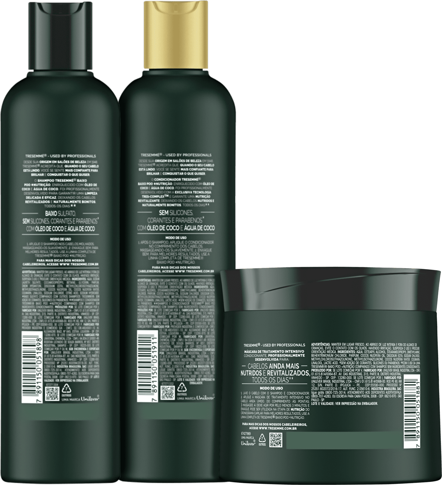 Kit TRESemmé Baixo Poo + Nutrição Trio (3 Produtos)