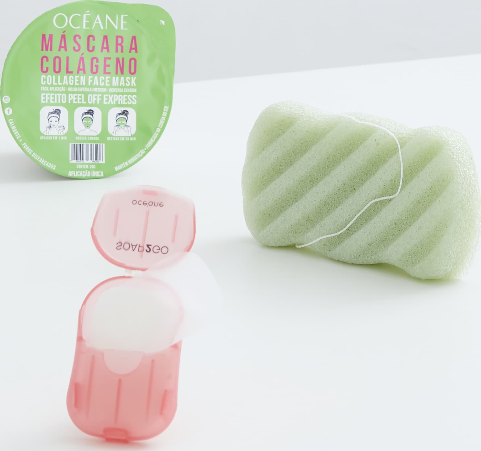 Kit Máscara Colágeno, Soap2go e Konjac Aloe Vera