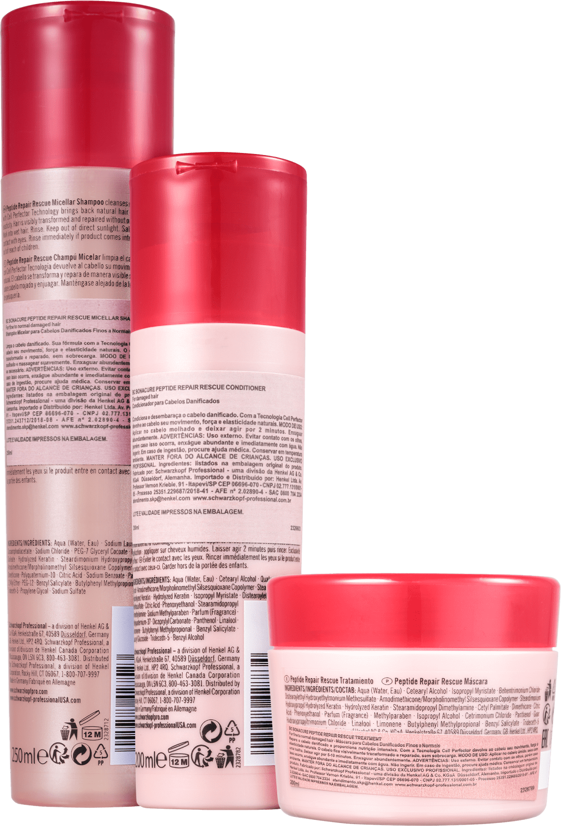 Kit Schwarzkopf Professional BC Bonacure Peptide Repair Rescue Trio (3 Produtos)