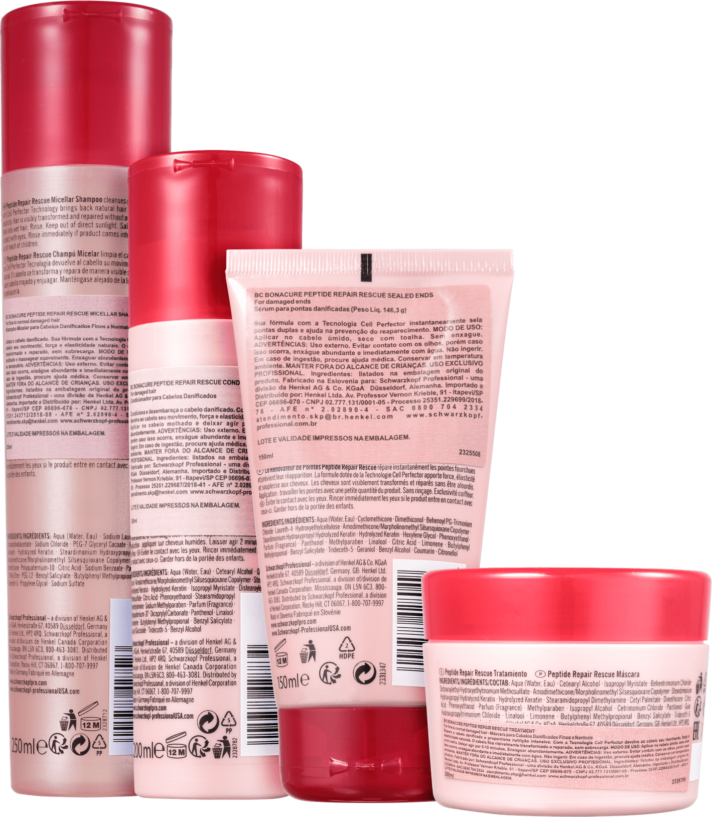 Kit Schwarzkopf Professional BC Bonacure Peptide Repair Rescue Ends (4 Produtos)