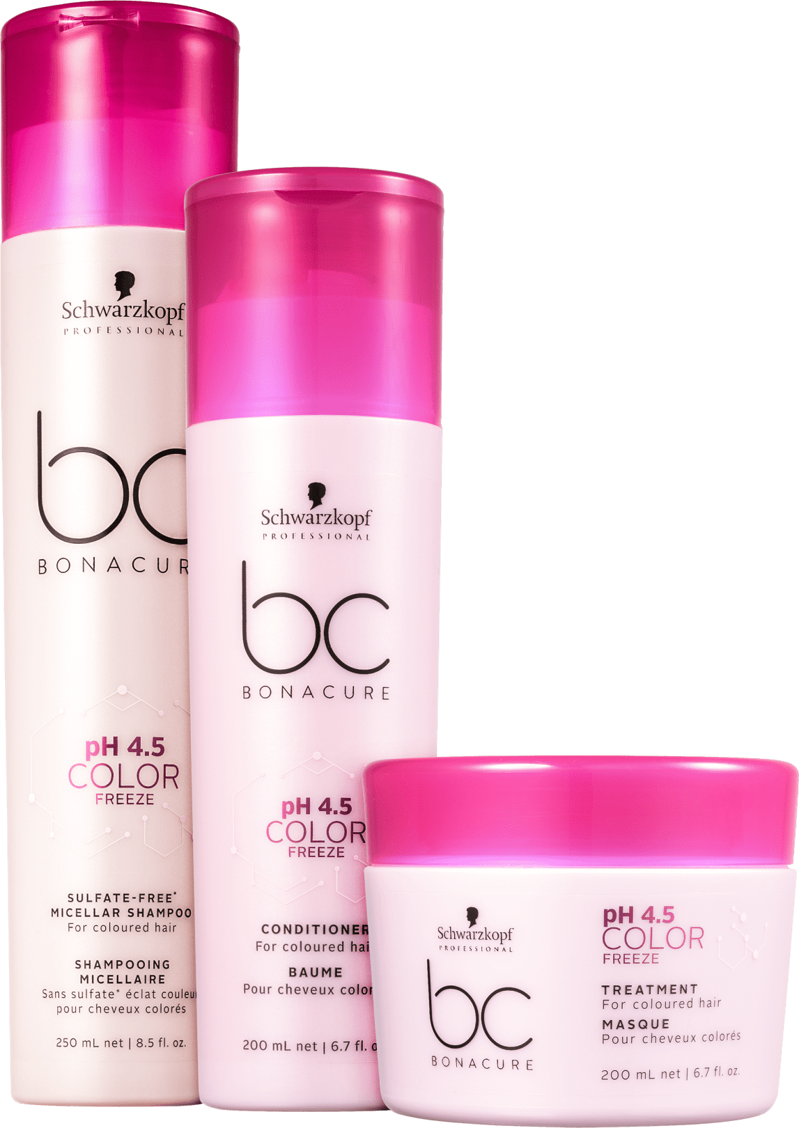 Kit Schwarzkopf Professional BC Bonacure pH 4.5 Color Freeze Sulfate-Free Home Care Trio (3 Produtos)