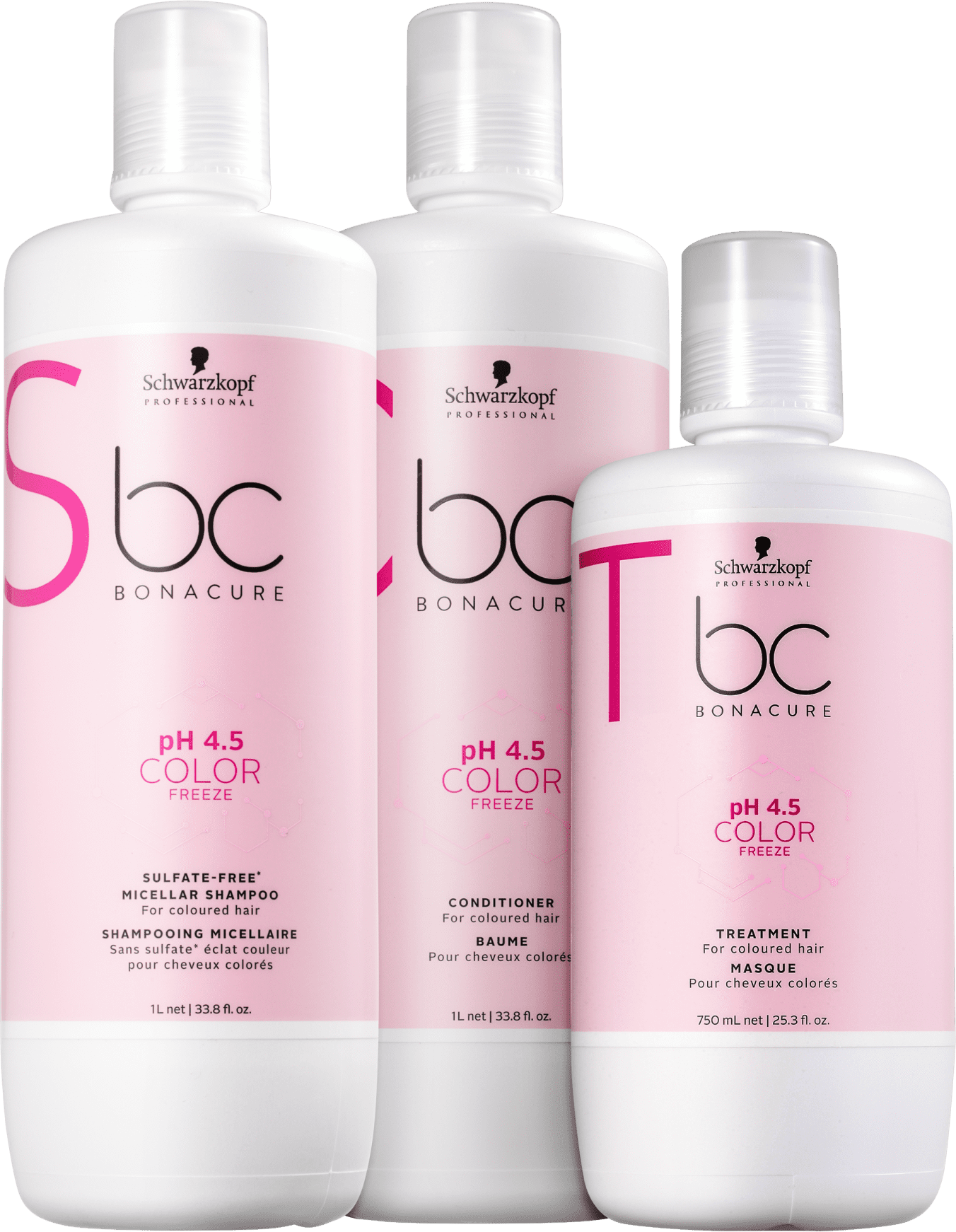 Kit Schwarzkopf Professional BC Bonacure pH 4.5 Color Freeze Sulfate-Free Salon Trio (3 Produtos)