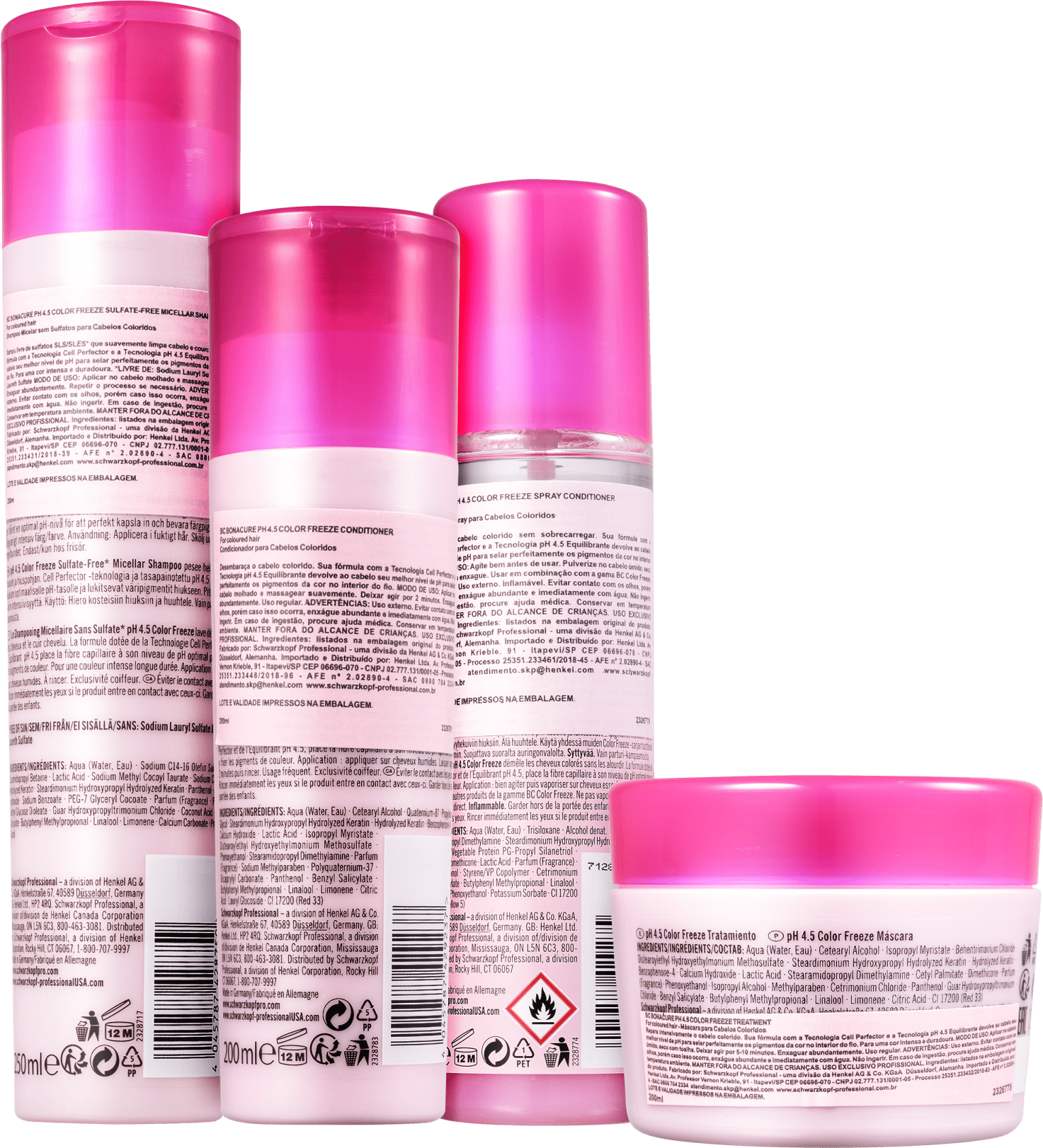 Kit Schwarzkopf Professional BC Bonacure pH 4.5 Color Freeze Sulfate-Free Full (4 Produtos)