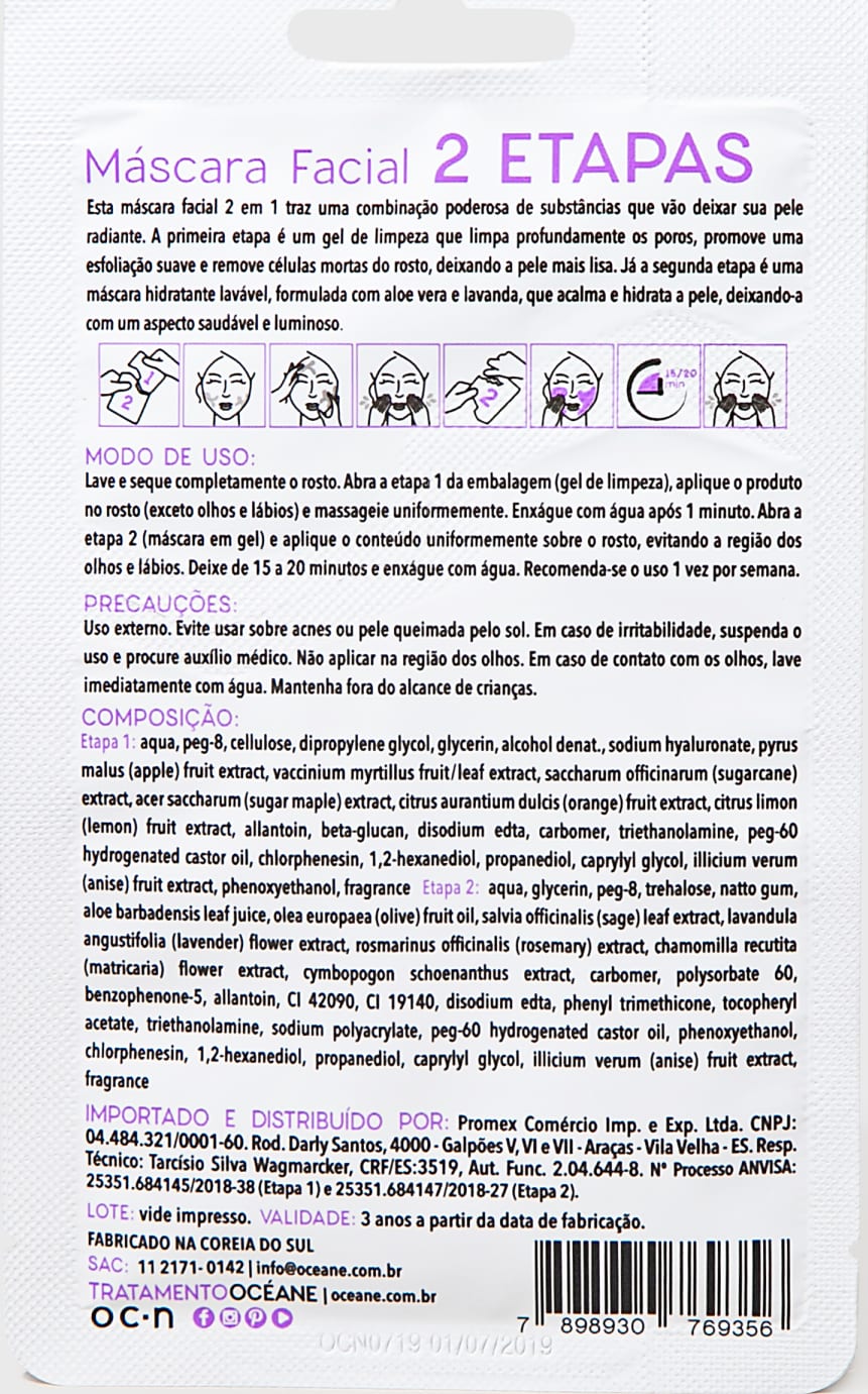 2 Step Mask - Máscara Facial Aloe Vera e Lavanda