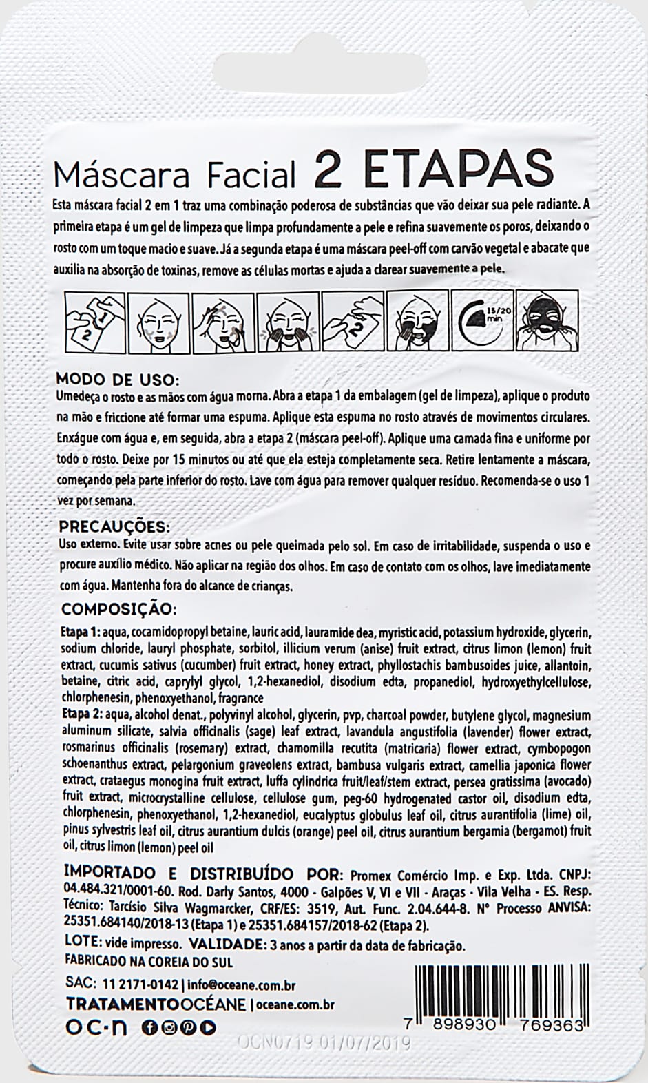 2 Step Mask - Carvão Vegetal e Abacate