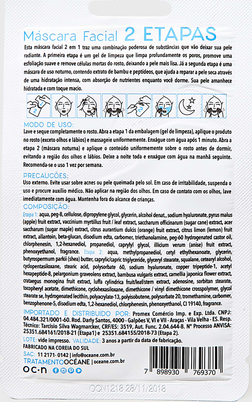 2 Step Mask - Máscara Facial Noturna Bambu e Peptídeos