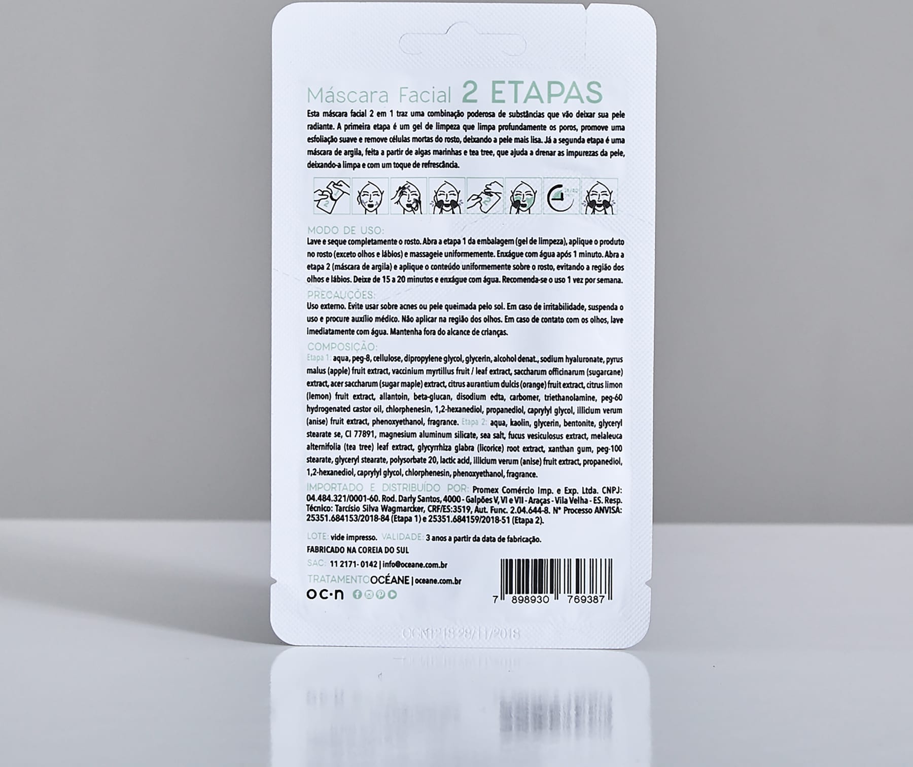 2 Step Mask - Máscara Facial Algas Marinhas e Tea Tree