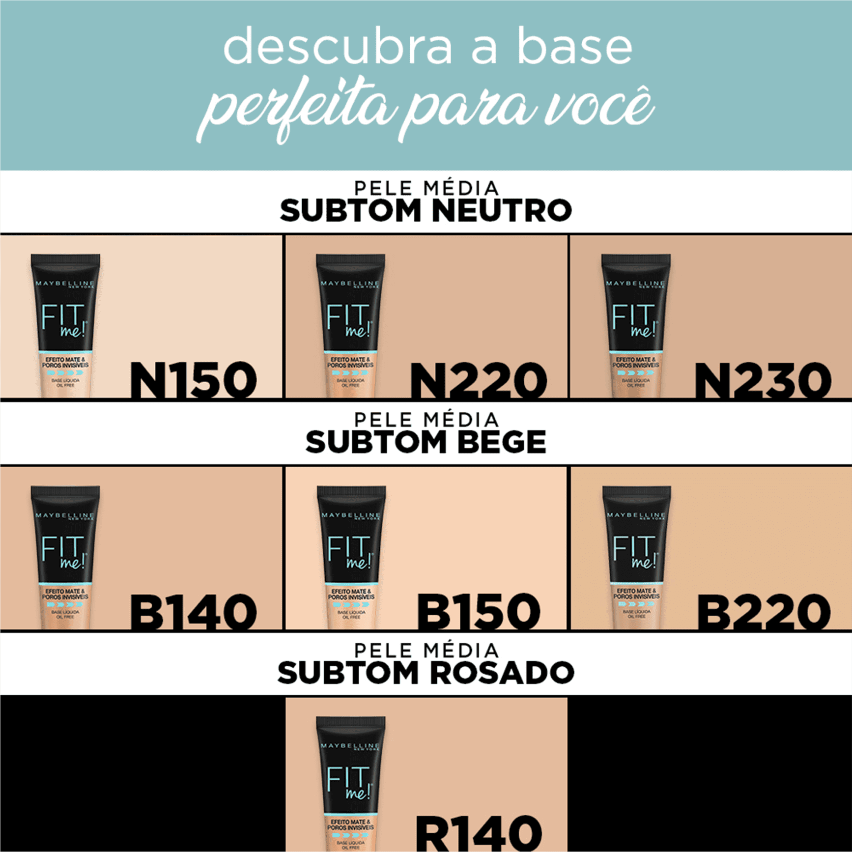 Maybelline Fit Me! Efeito Matte B140 - Base Líquida 30ml