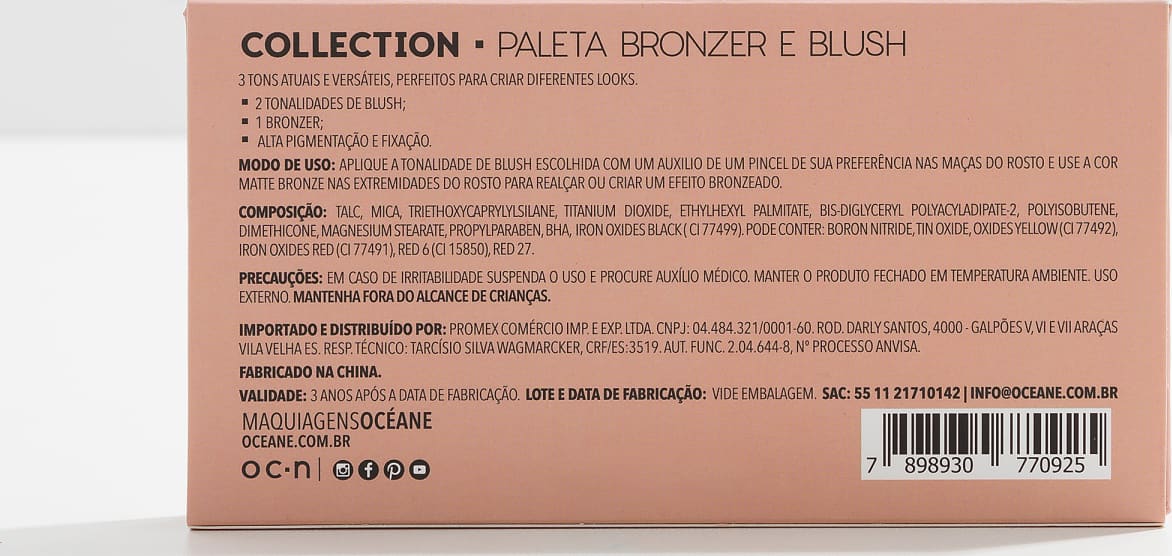 Paleta Bronzer e Blush Collection 16G