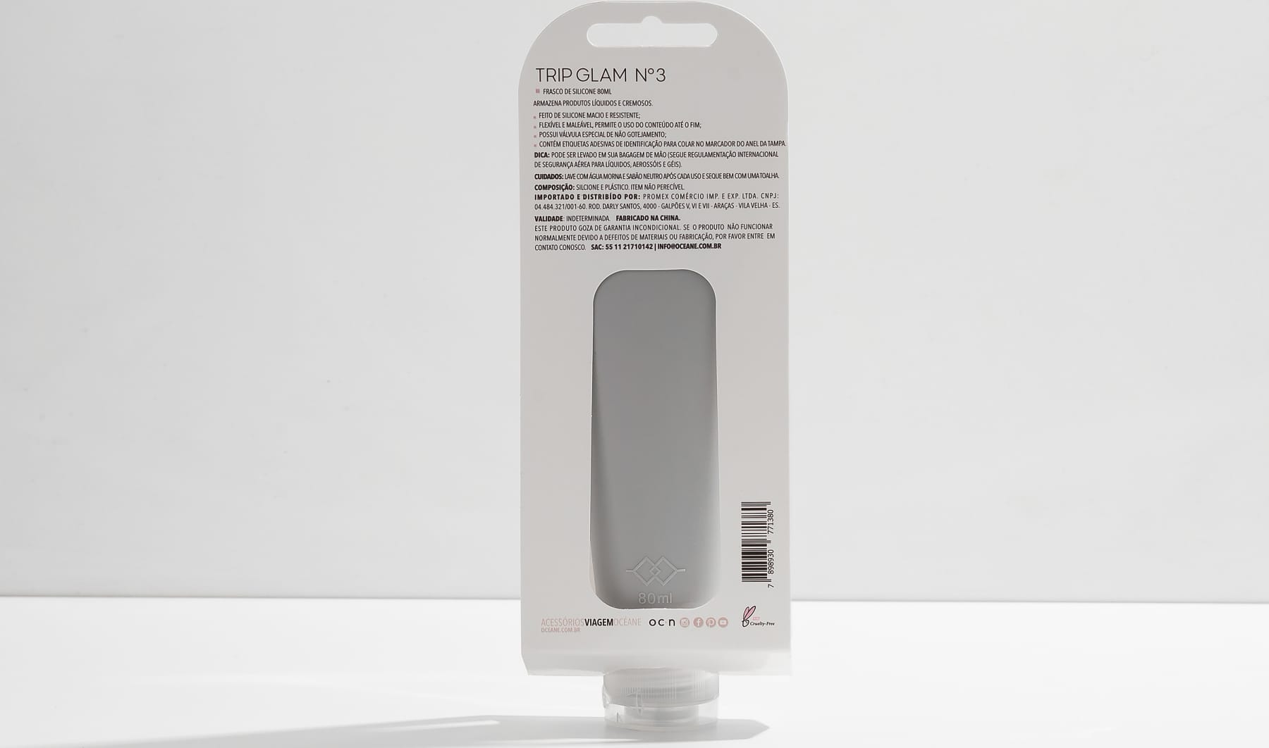 Trip Glam 3 80ml - Frasco de Silicone Cinza