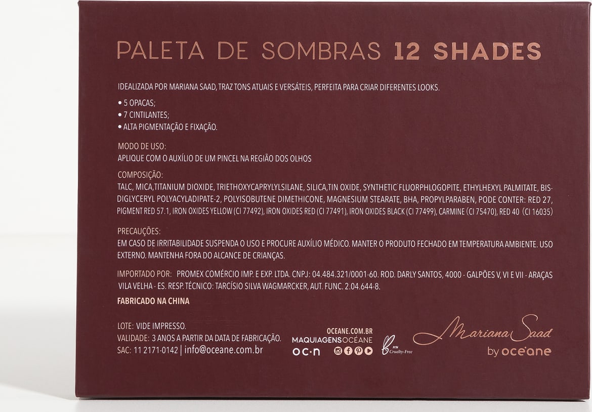 Paleta de Sombras Mariana Saad - 12 Shades