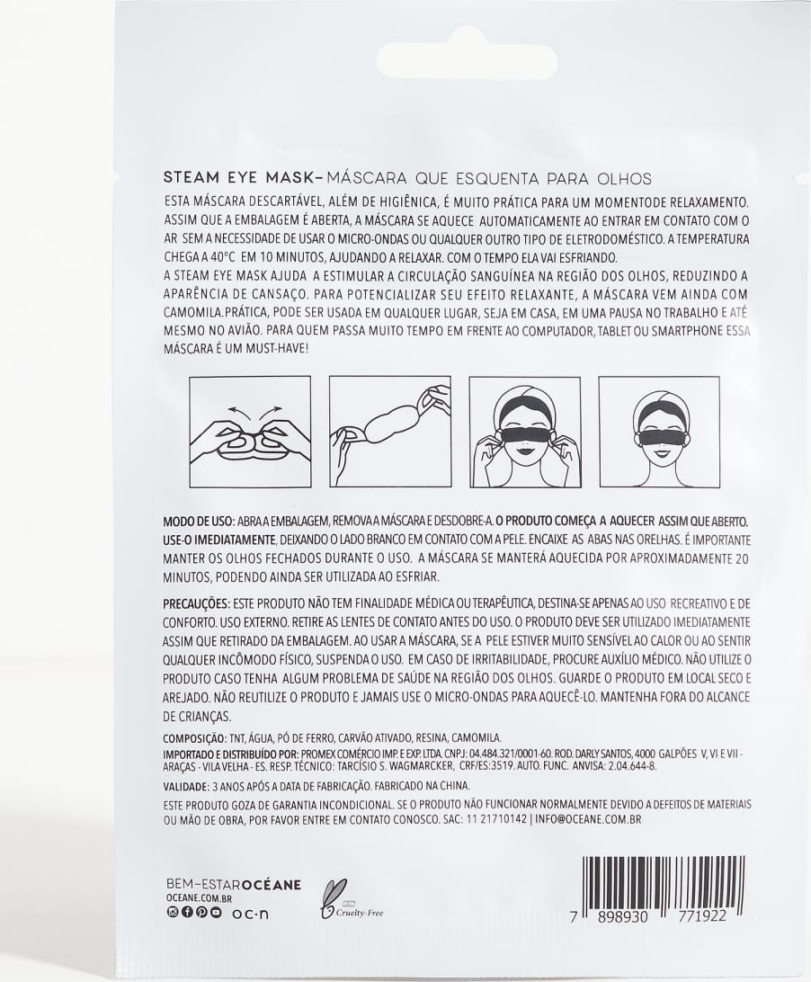 Steam Eye Mask - Máscara que Esquenta para Olhos 1UN