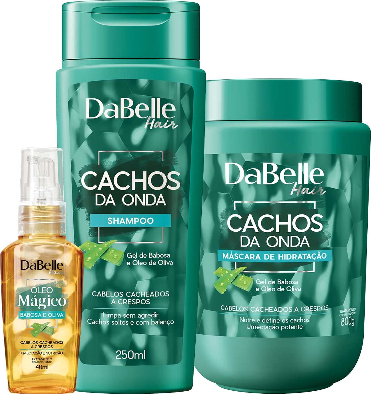 Kit DaBelle Hair Cachos da Onda Oliva e Babosa Trio (3 Produtos)