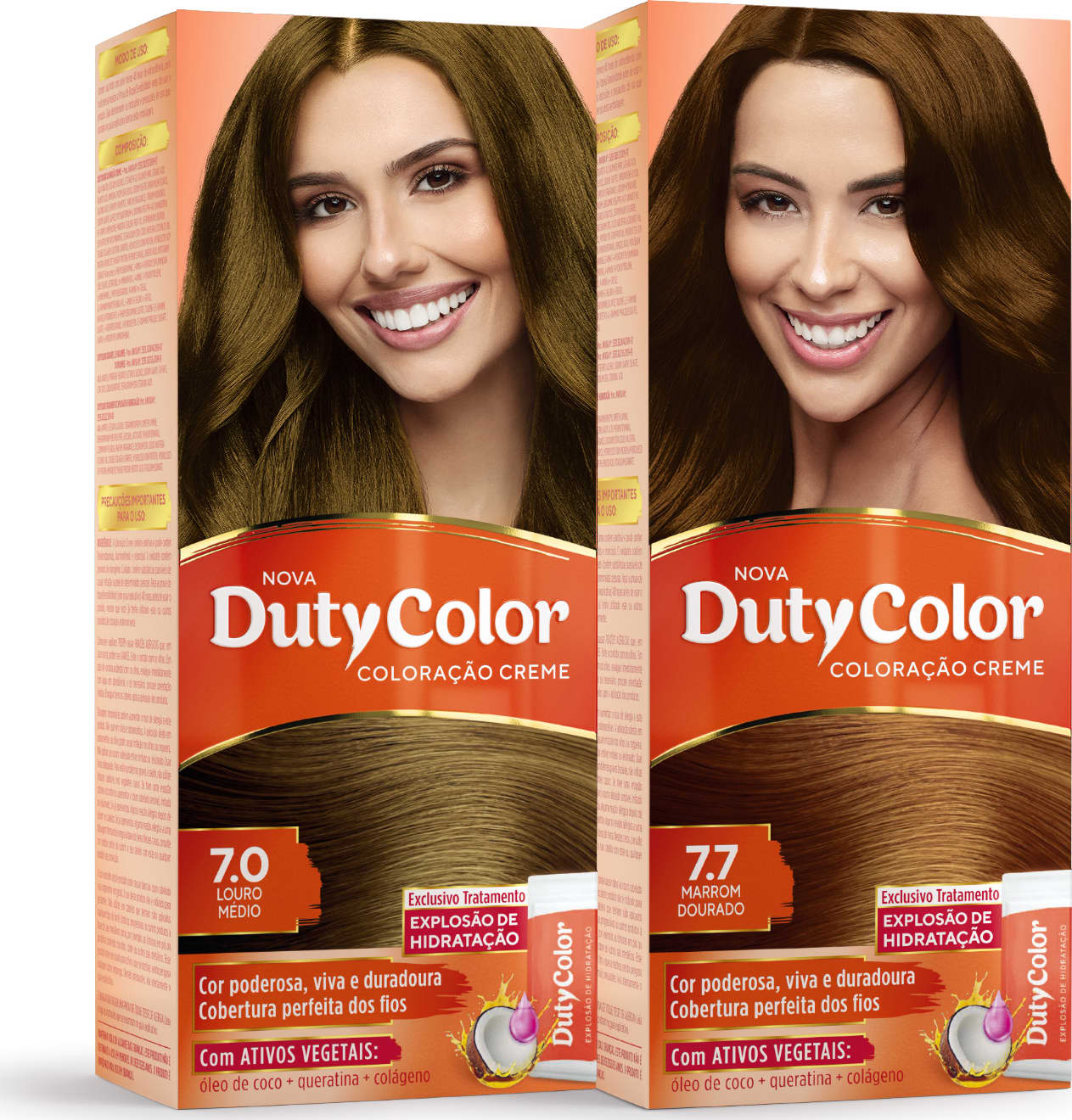 Kit DutyColor 7.0 Louro Médio & 7.7 Marrom Dourado - Coloração Permanente (2 Unidades)
