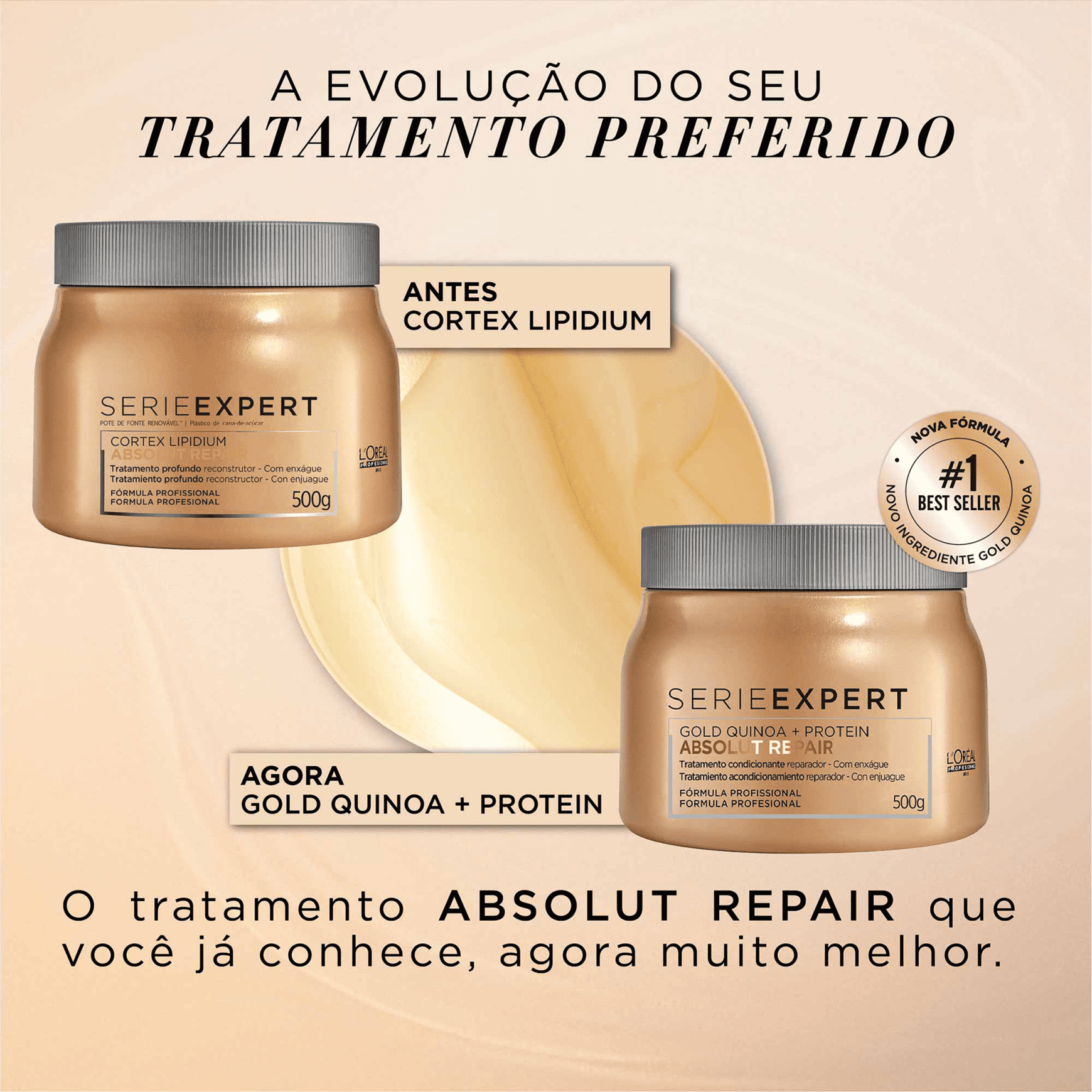 L'Oréal Professionnel Serie Expert Absolut Repair Gold Quinoa + Protein Golden Lightweight - Máscara Capilar 500ml