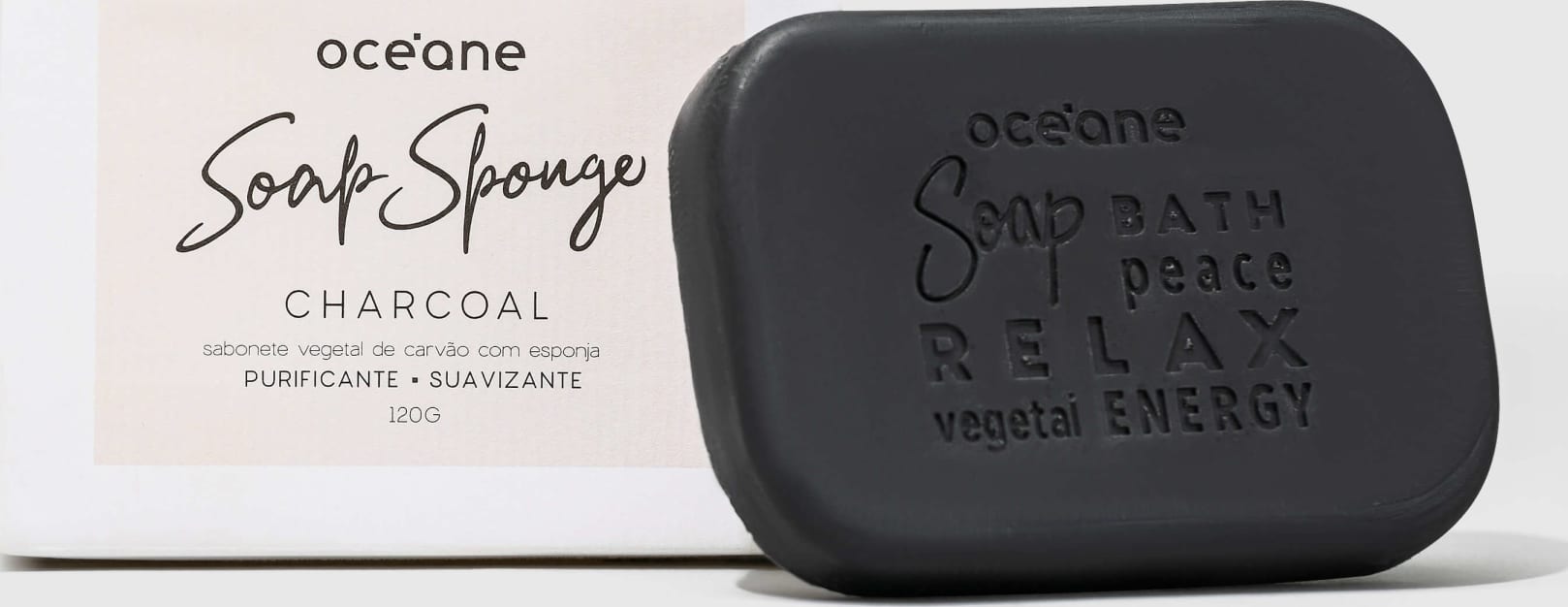Charcoal Soap Sponge - Sabonete Vegetal de Carvão com Esponja 120g