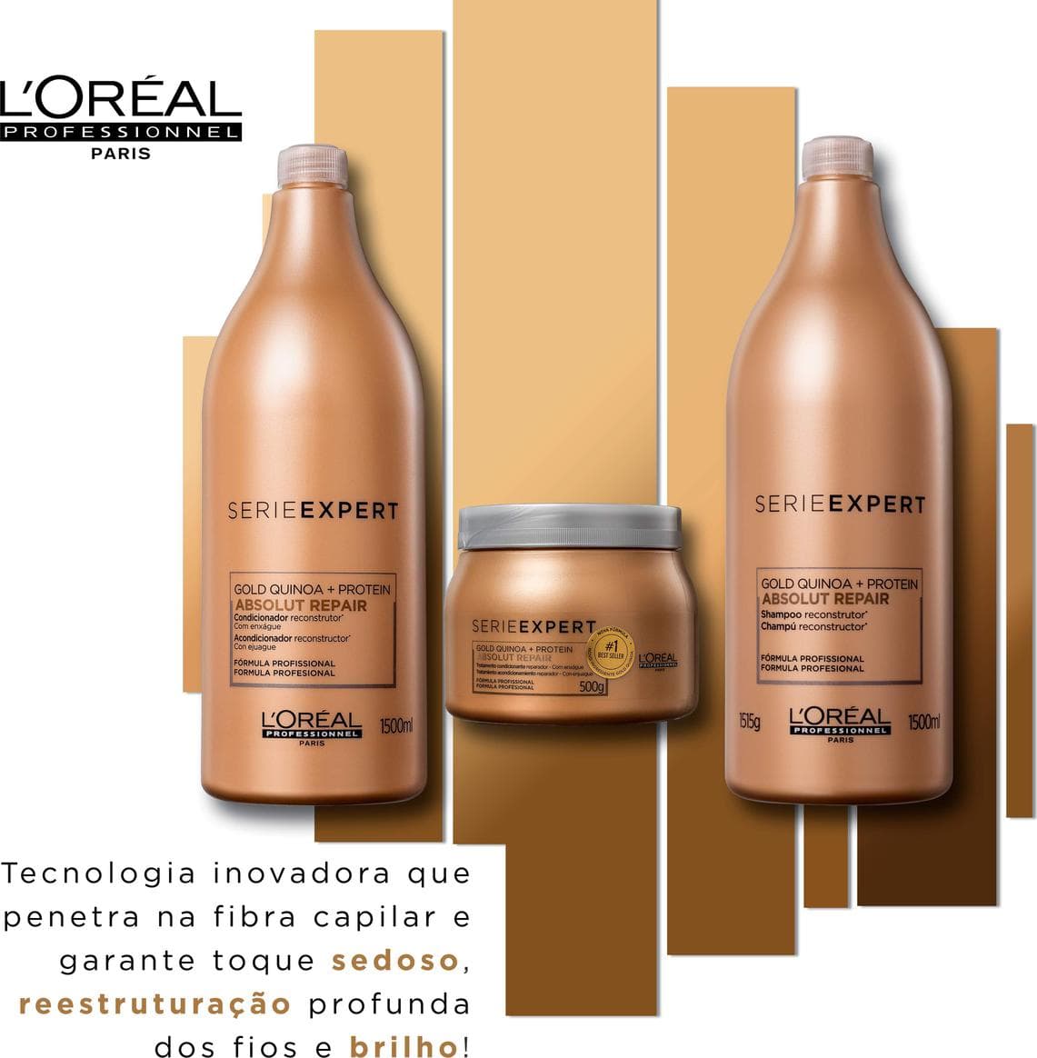 Kit L'Oréal Professionnel Serie Expert Absolut Repair Gold Quinoa + Protein Salon Trio (3 Produtos)