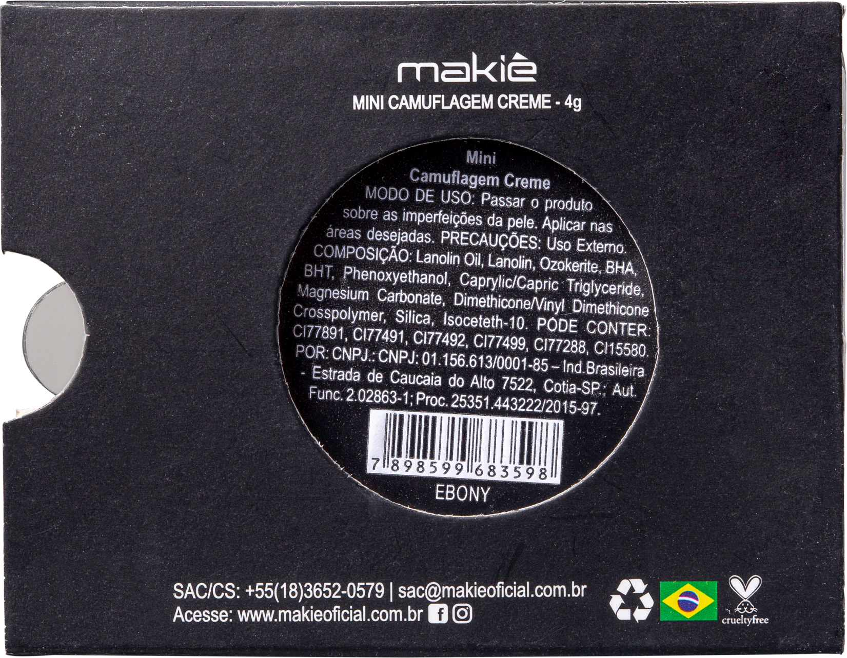Makiê Mini Camuflagem Creme Ebony - Corretivo 4g