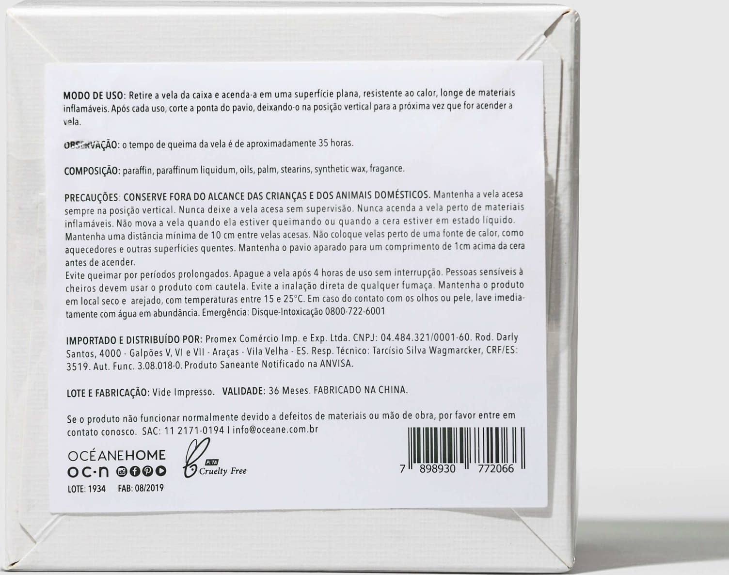 Scented Candle - Vela 3 Pavios Bergamota e Âmbar 290g