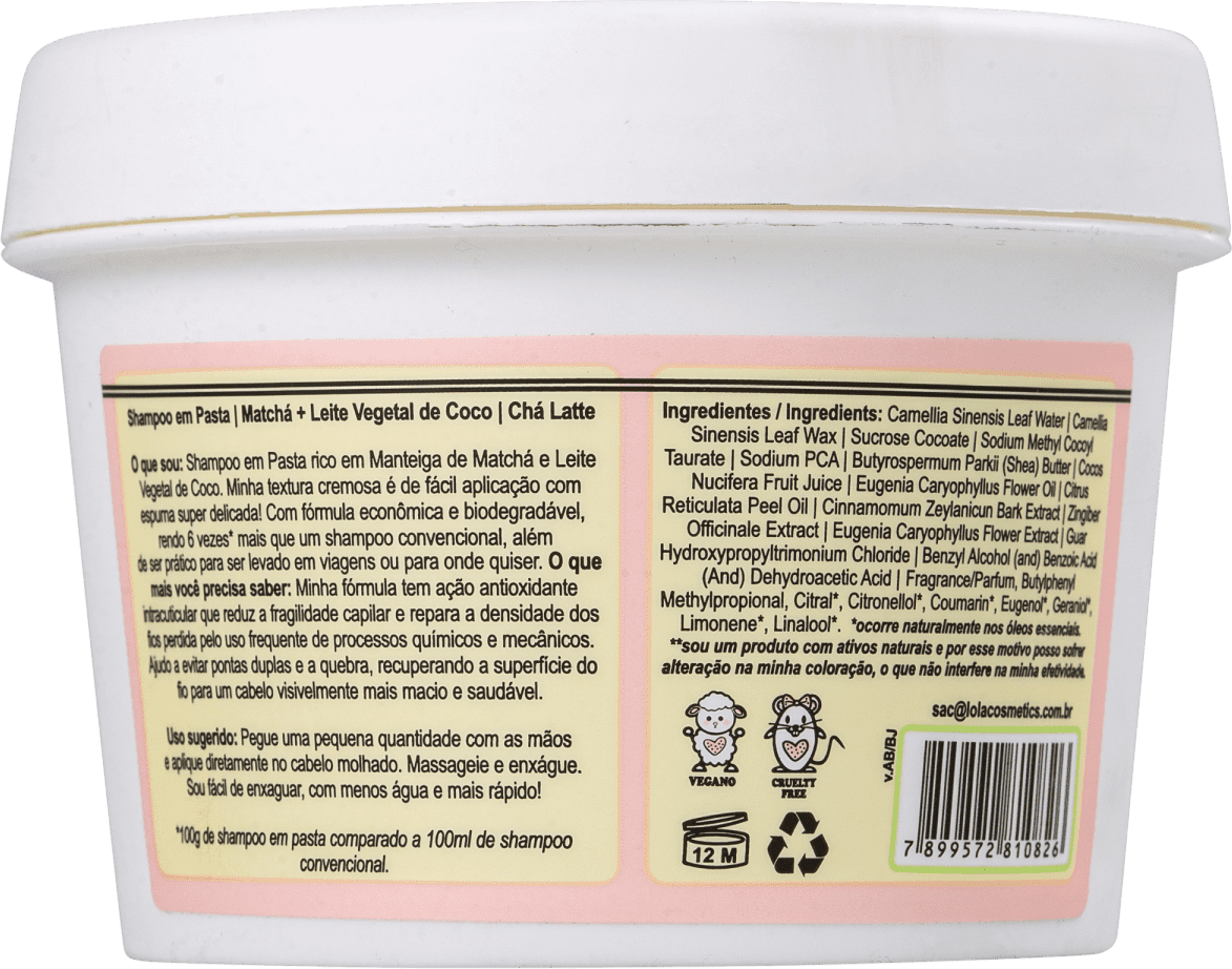 Shampoo em Pasta Lola Cosmetics Chá Latte Matchá e Leite Vegetal 100ml