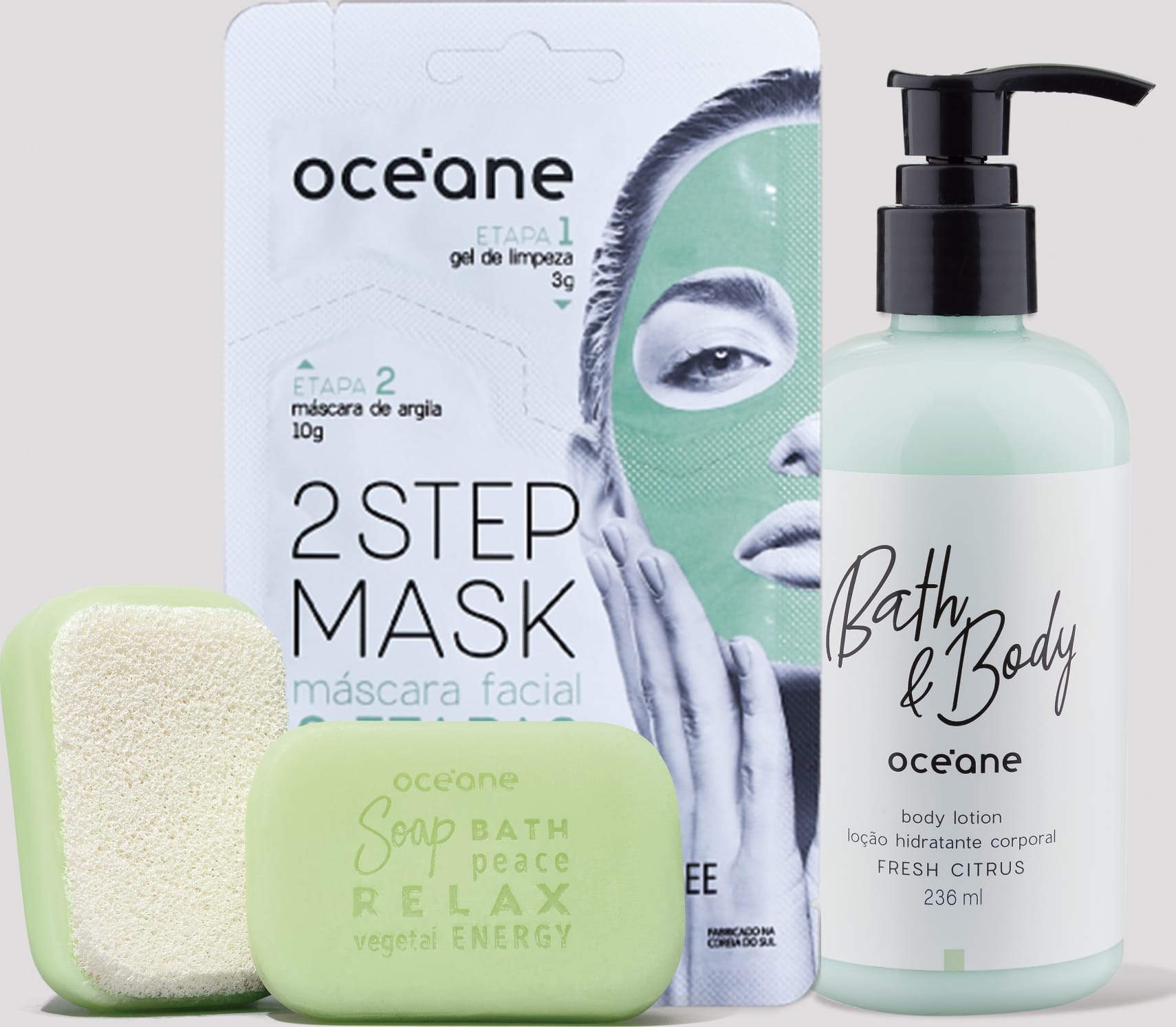 Kit Soap Sponge + 2 Step Mask Tea Tree + Body Lotion Fresh Citrus