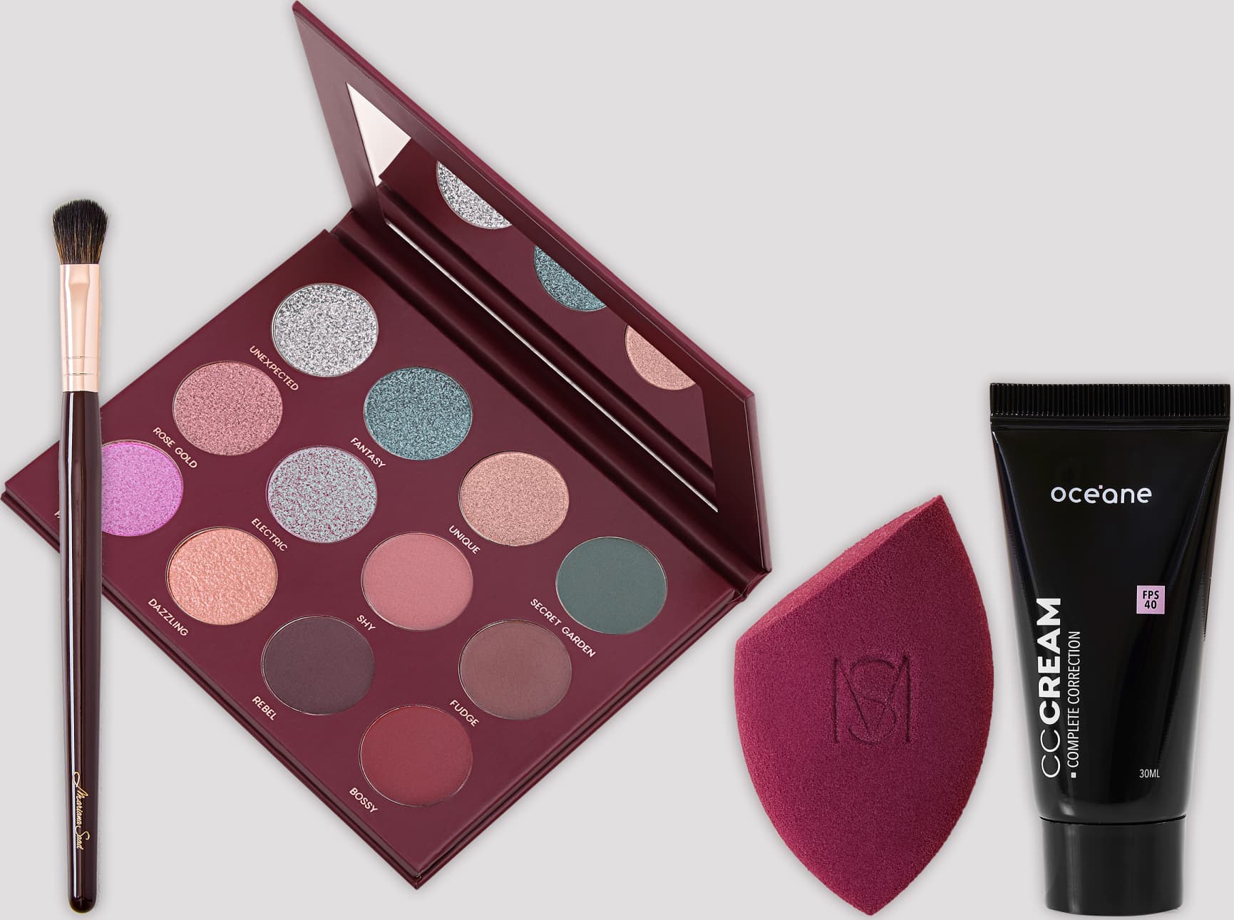 Kit 12 Shades + Pincel MS8 + Flat Blend + CC Cream