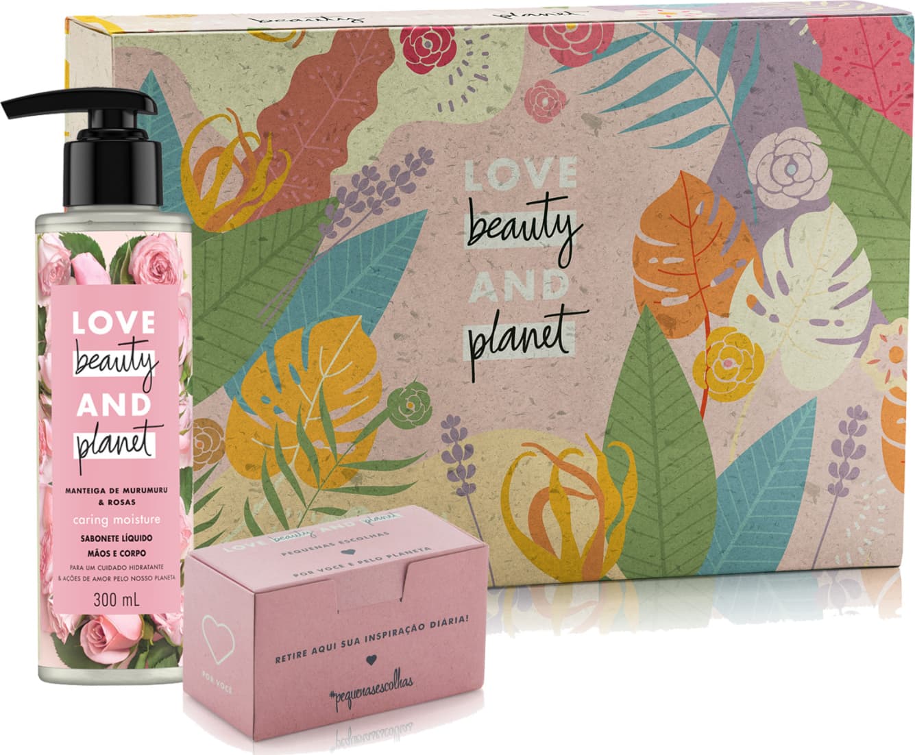 Kit Love Beauty and Planet Sabonete Líquido Caring e Caixa de mensagens (3 produtos)