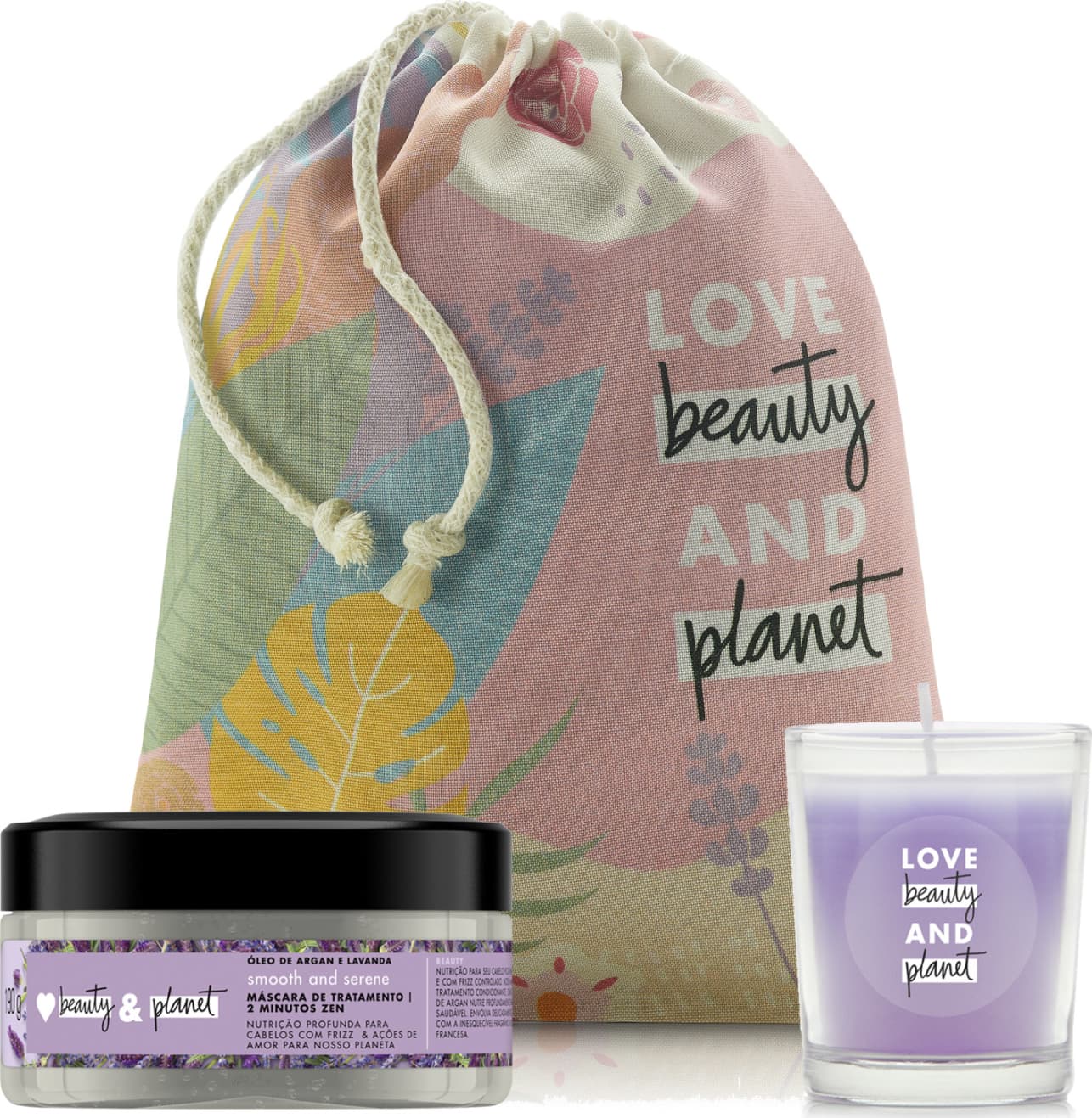 Kit Love Beauty and Planet Máscara Smooth & Serene e Vela (3 produtos)