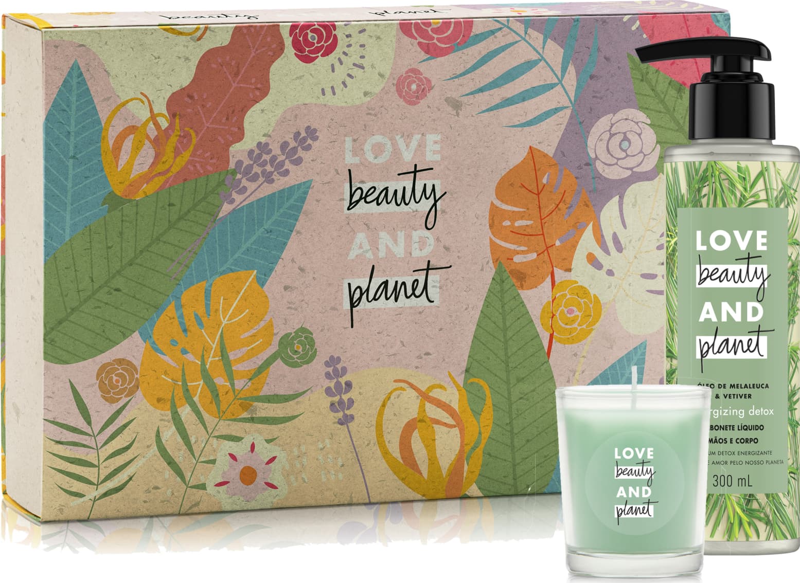 Kit Love Beauty and Planet Sabonete Líquido Detox e Vela (3 produtos)