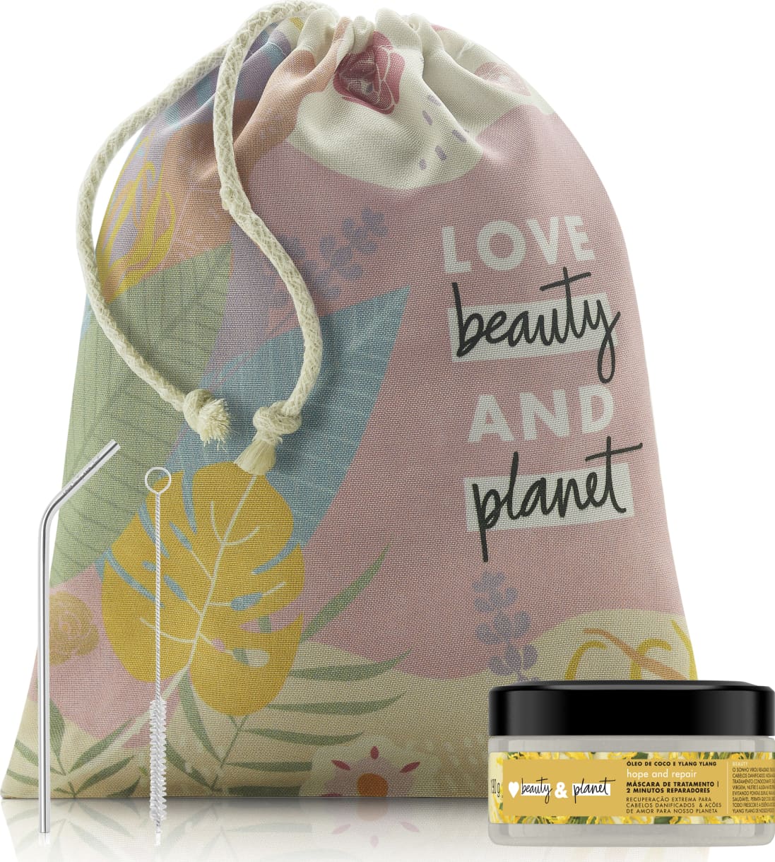 Kit Love Beauty and Planet Máscara Hope & Repair e Canudo (3 produtos)