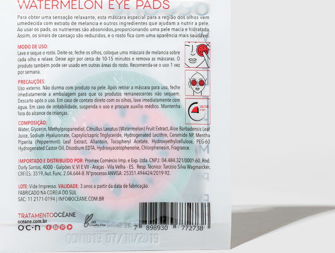 Watermelon Eye Pads - Máscara de Melancia para Olhos