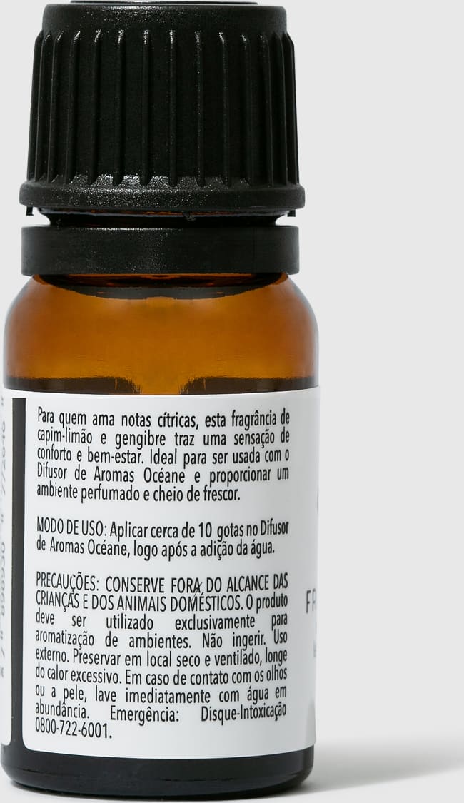 Fragrance Oil Lemongrass & Ginger 10ml - Essência Aromática Capim Limão e Gengibre