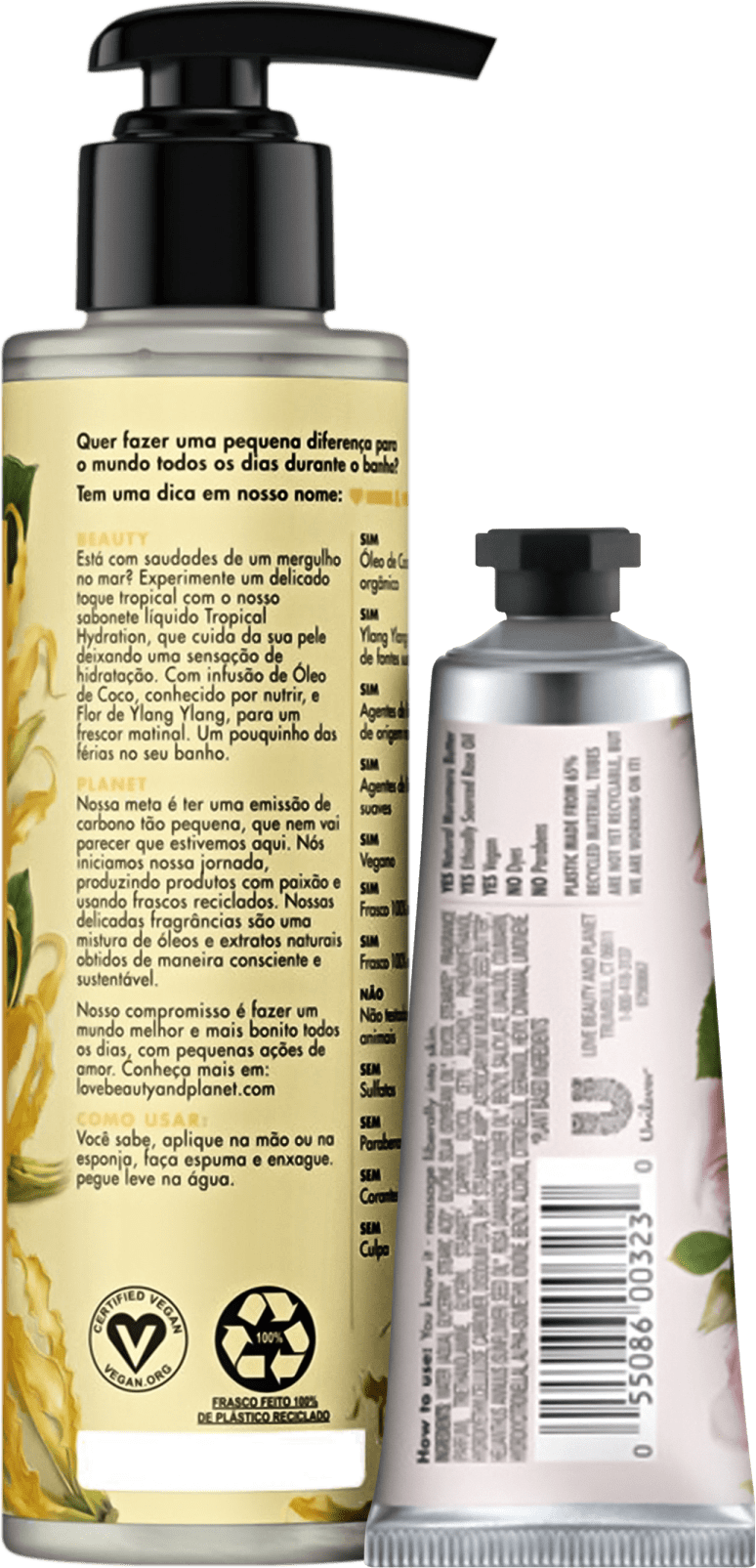 Kit Love, Beauty and Planet - Sabonete líquido Tropical Hydration + Creme de Mãos Delicious Glow