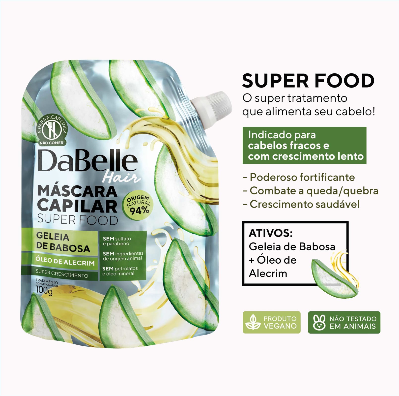 Kit DaBelle Super Food Vitamina de Banana e Leite de Aveia + Geleia de Babosa e Óleo de Alecrim