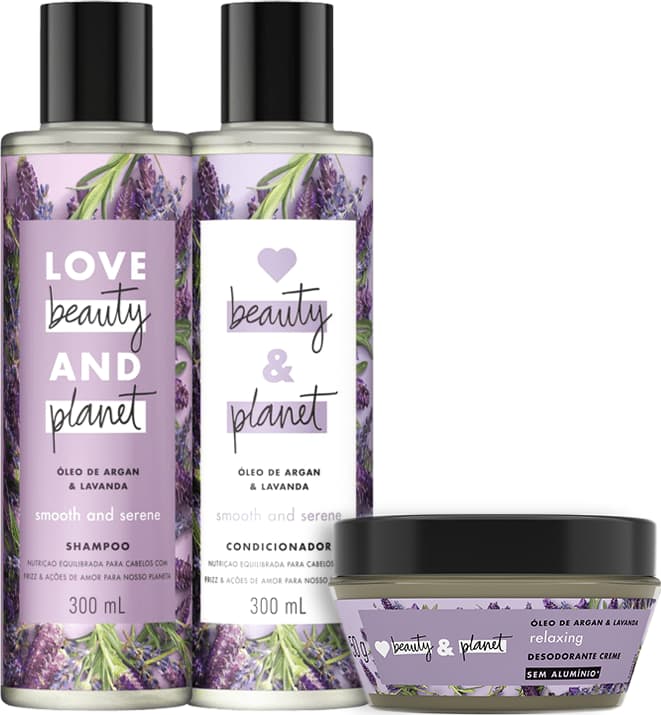 Kit Love, Beauty and Planet - Shampoo + Condicionador Smooth and Serene + Desodorante Relaxing